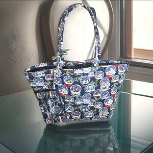 NWT Vera Bradley Large Tote Quilted Bag Christmas Snowglobe Pattern W/Pouch